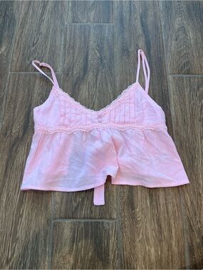 Pink Lace-Trim Cami Top